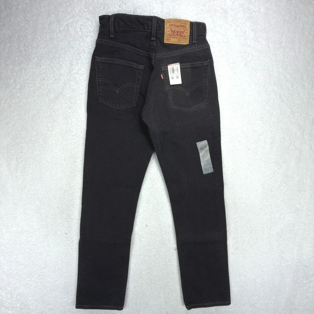 Levis 505 Regular Fit Straight Leg Jeans Mens 28x32 Black NWT NOS Vintage‎